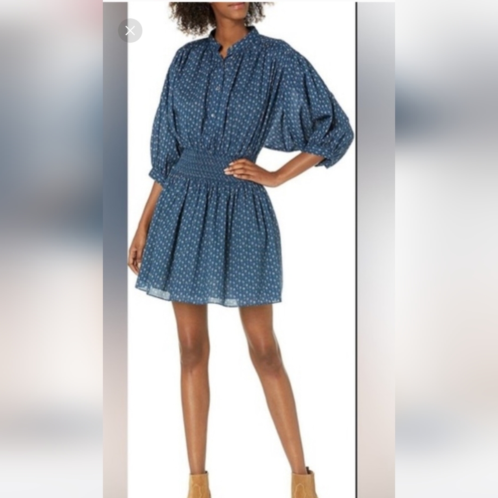 Rebecca Taylor 3/4 Sleeve Smocked Shirt Dress Small